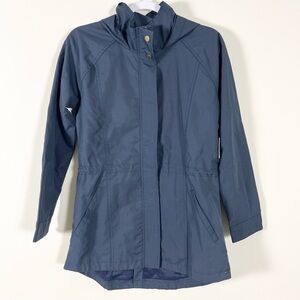 O’Neill Womens Gayle Rain Jacket Insignia Blue Hooded Size Small Water Resistant